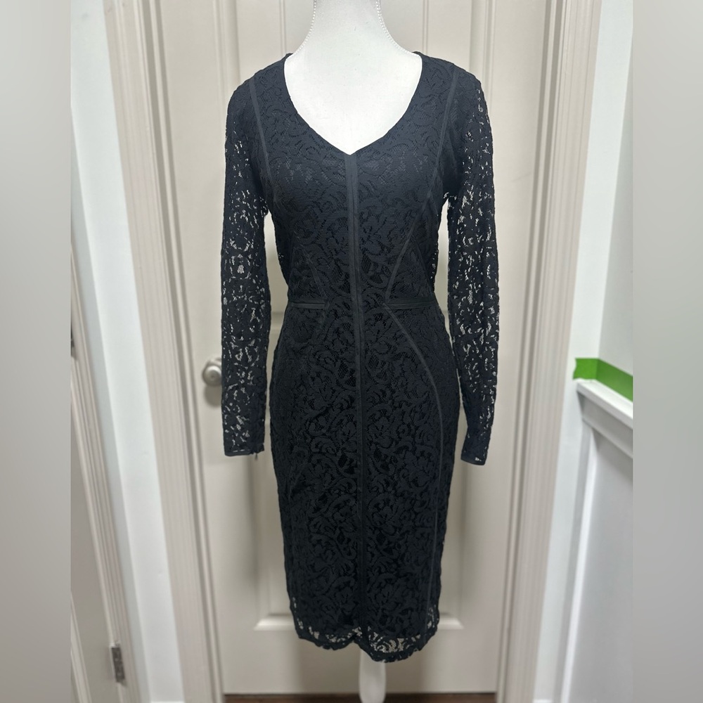 Ann Taylor Black Long Sleeve Lace Dress